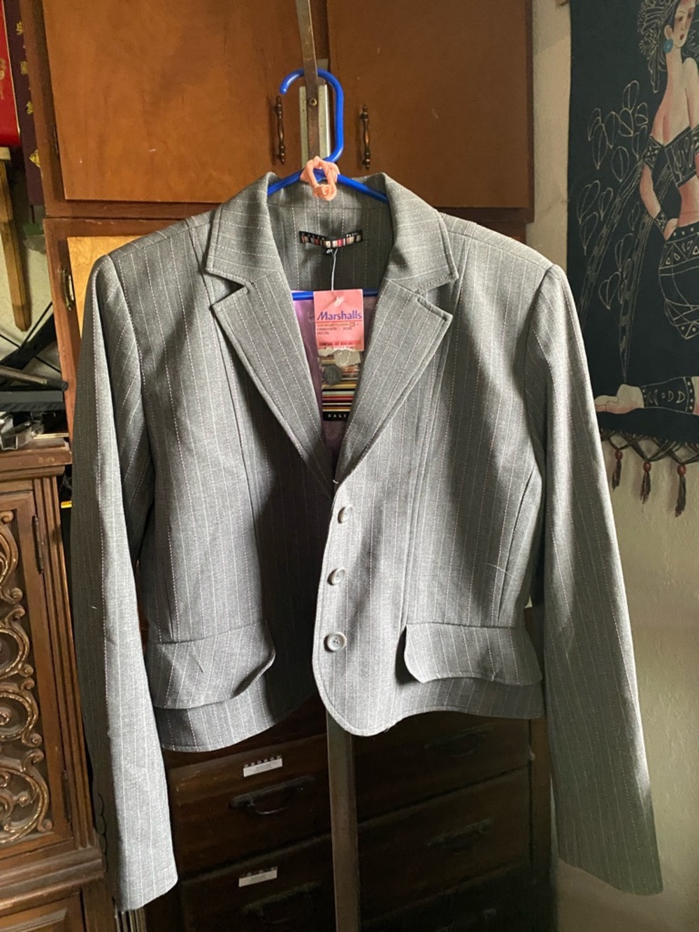 Dalia Gray Pinstripe Petite Blazer